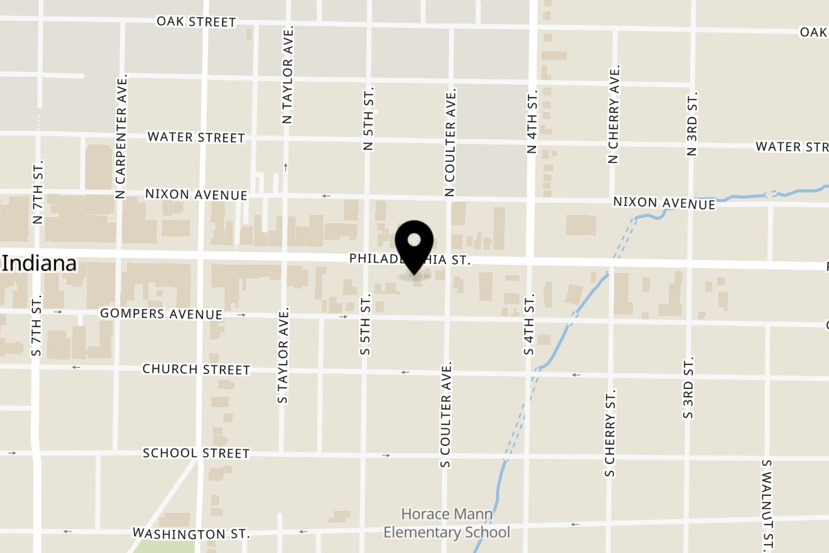 Map showing the location of Benjamin's on 458 Philadelphia St in Indiana